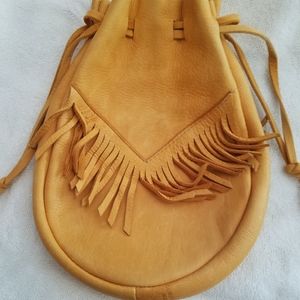 Soft deerskin leather drawstring pouch/bag